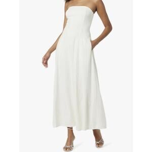 The Drop Women's Medium Carlota Ivory Strapless Linen Maxi Dress N2-45